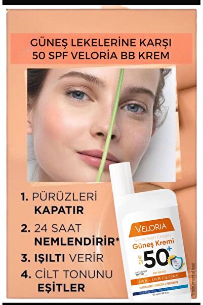 Veloria Cosmetics Ton Eşitleyici Yüksek Koruma Etkili Spf50 Aydınlatıcı Pembe...