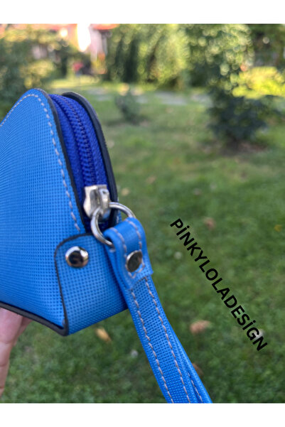 Pinkylola Make-up Model Mavi iğne baskılı hakiki deri Ruj & Mini Makyaj Çantası (mini)