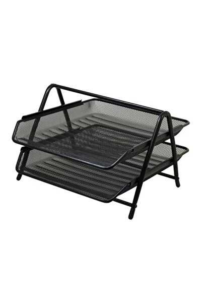 Roco 2‑Tier A4‑Size Letter & File Storage Mesh Tray – Black