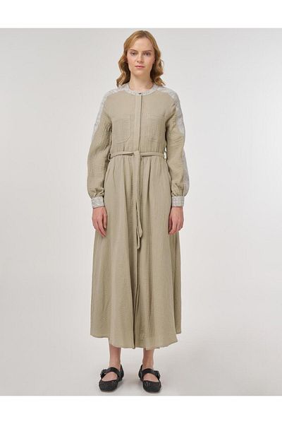 KYR Jacquard Garnili Muslin Dress Mildew Green