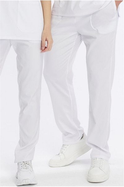 Çatı Medikal Happiness Basic - Lycra Doctor Nurse Scrubs Χειρουργική φανέλα μονής βάσης (UNISEX), Λευκό