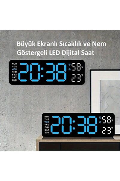 HALL BREATHE Modern büyük ekran LED dijital saat, çok fonksiyonlu sessiz duva...