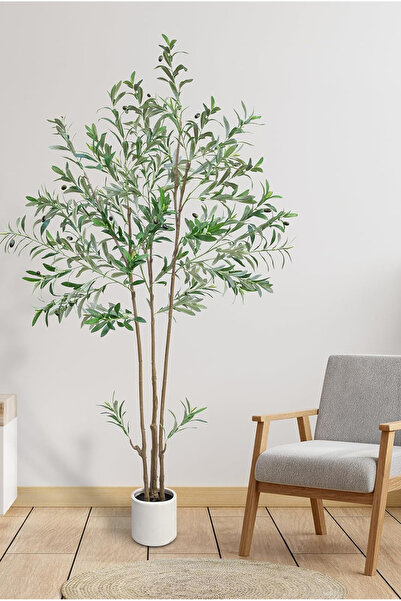 Generic 210CM Olive Tree Fluffy Artificial Plants Plant Decor Pot Artificial Olive Plants White Planter Gift