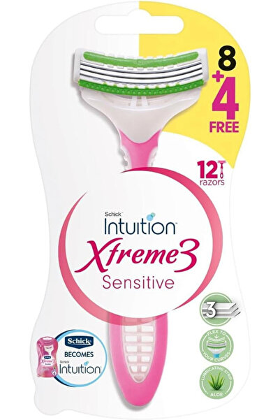 INTUITION ماكينة حلاقة شيك إكستريم 3 الحساسة للنساء - 12 قطعة