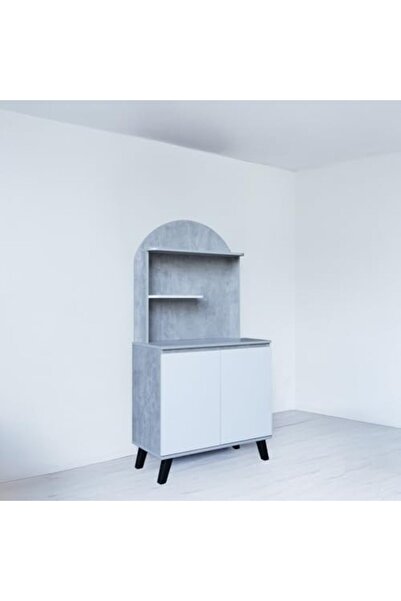 BAITY خزانة زاوية القهوة، باللون الرمادي والأبيض