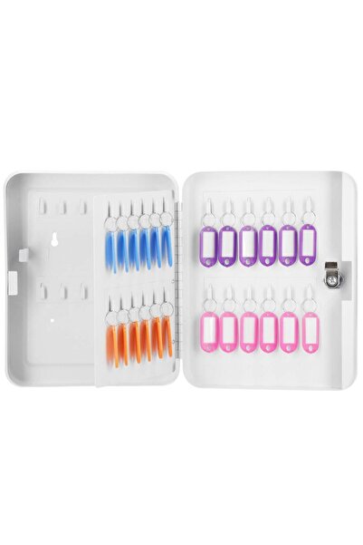 SERSIMO Steel metal box for 48 keys, equipped, 25x20x7.5cm, white