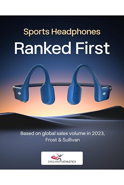 Shokz OpenRun Bone Conduction Open-Ear Bluetooth Headphones, IP67, 8H, USB-C, Blue