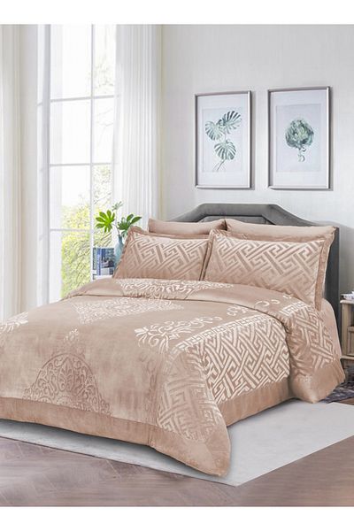 Master Home Textile Velvet Comforter Sets, 5 Pcs Single Size, Fits 120 x 200 cm Single Size Bed, With Removable Filling