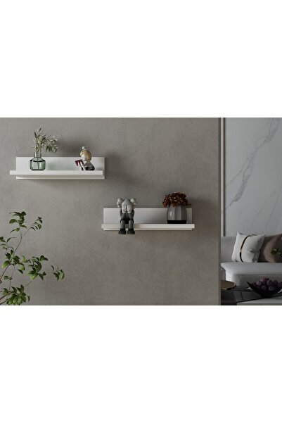 Nettrends Rubi Duvar Rafı Beyaz 40 Cm 2'li Set