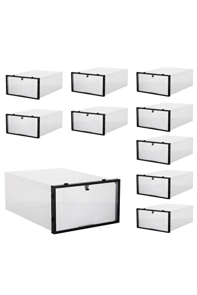 SERSIMO Set of 10 shoe organizer boxes, 34x23x13, transparent