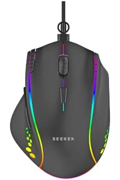 seeken ماوس ألعاب | RGB مريح لأجهزة الكمبيوتر الشخصية وأجهزة ماك ولينكس | ماوس سلكي مزود بتقنية بصرية عالية الدقة