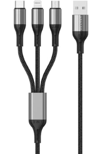 seeken كابل ٣ في ١ - أسود | شحن سريع | كابل مضفر | تصميم فاخر