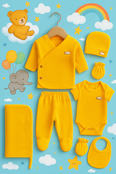 Amur Kiz Erkek Bebek Natural 7 Parça Hastane Çikişi Zibin Seti