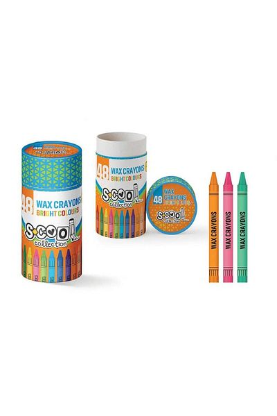 OEM Multicolored wax crayons, round shape, set of 48 pieces