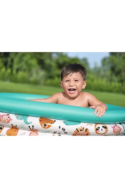 BESTWAY Safari Pals™ Children’s Inflatable Pool – 102 cm × 25 cm (3‑Ring Kiddie Pool)