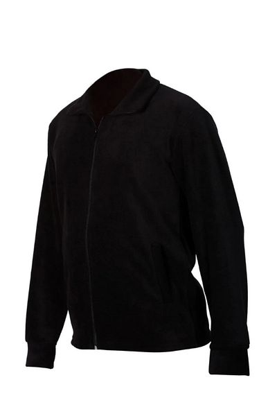 Zeta Group Unisex Black Zippered Stand Collar Fleece Coat - Black - Ilc2.Umktpuolear-Siy