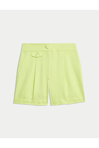 Marks & Spencer Linen Karışımlı Yüksek Bel Bermuda Şort