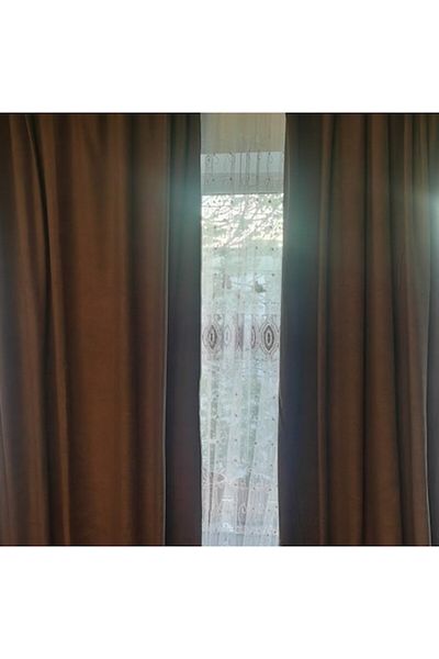 Elegant Set of two Elegant velvet curtains, Brown, worked on rejansa and rail, 150x260 cm