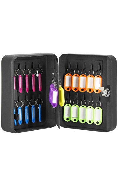 SERSIMO Steel metal box for 30 keys, equipped, 20x16x7.5cm, black