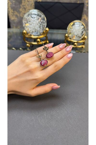 Gümüşhanesi Yakut taşlı otantik gümüş küpe