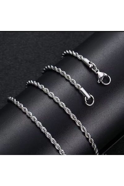 AKSESUARIM Men's 2 mm Steel Rope Chain