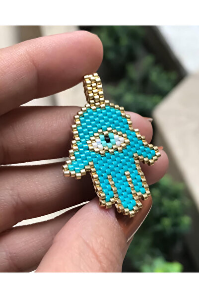 Afrika Butik Turkuaz Fatma Ana Eli Miyuki Kolye Ucu