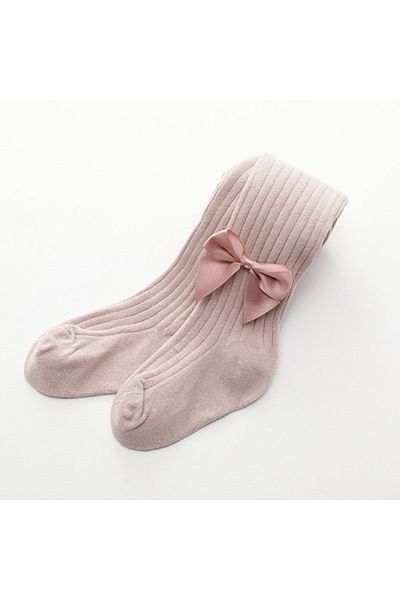 Mixbo Tights for Girls with Small Bow, Pink, Ages 8-12 years,