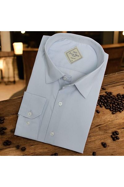 EREN STYLE Cămașă albastră din in, clasică, 100% bumbac, cu mânecă lungă, anti-transpirație, cu o singură buzunar (model obișnuit)