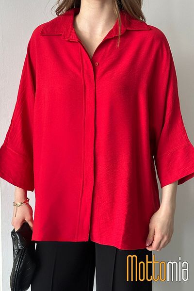 mottomia Women's Linen Buttoned Shirt |   Summer Comfortable Cut Patched Front Detailed Natural Fabric
