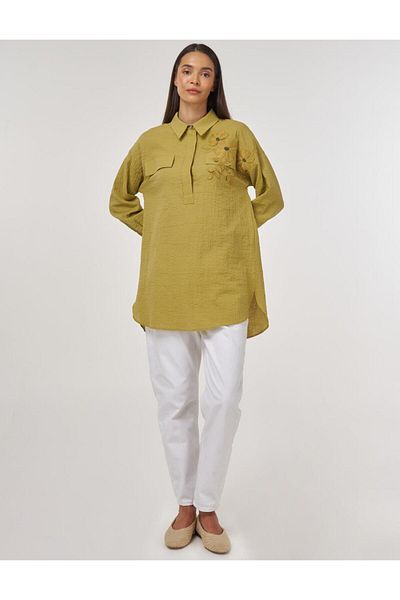 KYR Cotton Blouse with Cover Pocket Khaki