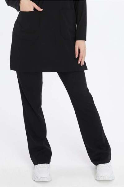 Çatı Medikal Happiness Modest - قميص ليكرا دكتور ممرضة بقاع واحد، أسود