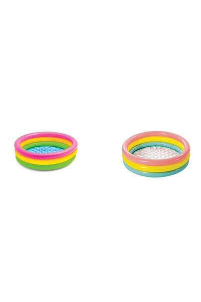 Intex Sunset Glow 3 Ring Portable Inflatable Baby Pool – Soft Floor, Durable Vinyl, Compact & Ligh