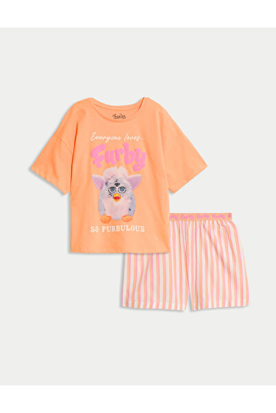 Marks & Spencer Saf Pamuk Furby™ Desenli Pijama Takımı (6–16 Yaş)