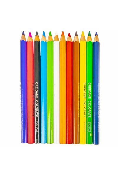 NEBO Jumbo colored pencils, intense pigments, thick wooden body, sharpener included, set of 12 colors