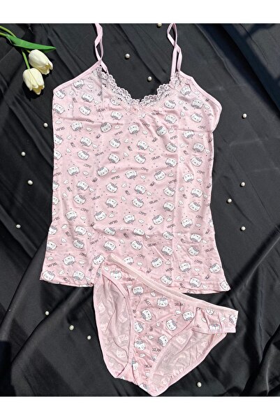 eflora Pembe Hello Dream Desenli Dantelli Atlet Kilot Takımı