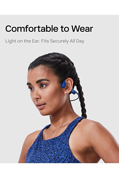 Shokz OpenRun Bone Conduction Open-Ear Bluetooth Headphones, IP67, 8H, USB-C, Blue