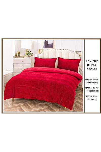 FIONNA.RO Cocolino Embossed Bed Linen UNI - Cherry Red