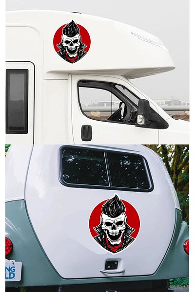 stickerusta Handsome Skull Sticker Car Auto Motorcycle Caravan Sticker 00470