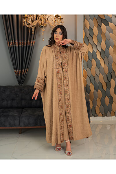 MÜHTEŞEM TEKSTİL Sofia Keten Kumaşı 3'Lü Tesettür Ferace