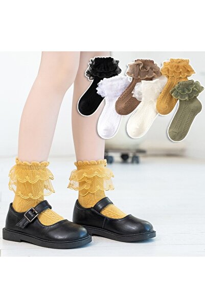 Mixbo Socks with Tulle Ruffles, Green, For Girls