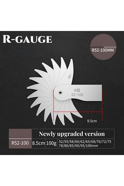 Choice8 مجموعة كاملة من مقياس R52-100 من الفولاذ المقاوم للصدأ أداة قياس التقريب مقياس نصف القطر عالي الدقة