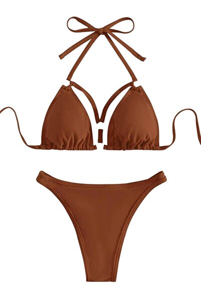 Mixbo Women's Two-Piece Swimsuit, Sunny Brown, Size S