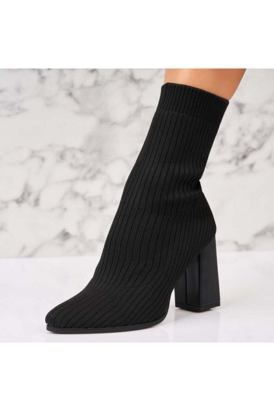 Joana Women's Black Fur-lined Ankle Boots from Deena Textile