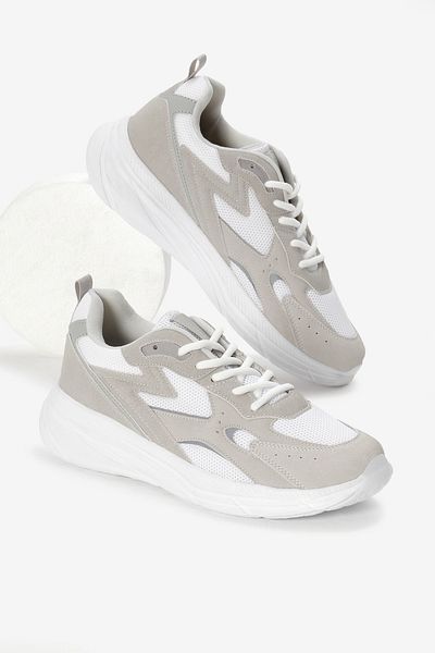 Tonny Black Men's Gray White Faylon Sole Breathable Fabric Reflective Wavy Patterned Sports Shoes