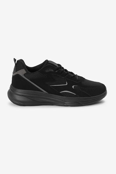 Tonny Black Men's Black Faylon Sole Breathable Fabric Reflective Wavy Pattern Sports Shoes