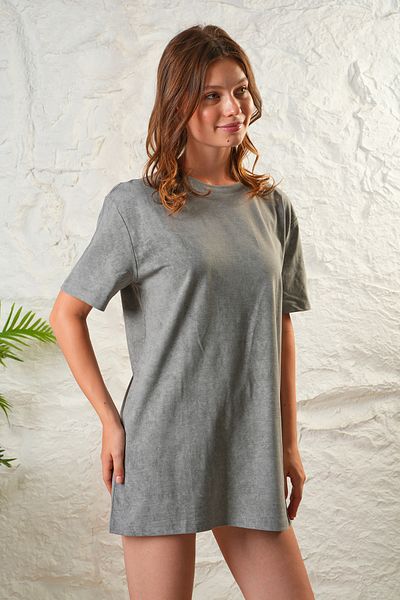 Avones Rochie de damă, lavabilă cu acid, cu model de vopsea cravată, cu croiala relaxată