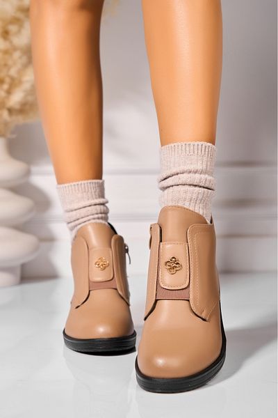 Joana Women's Khaki Faux Leather Fur-lined Boots Jasmeh