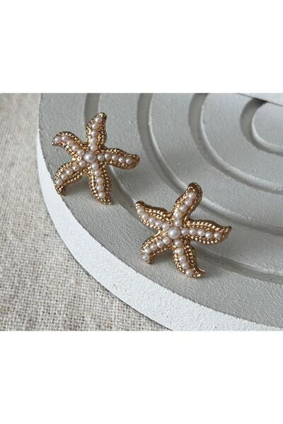 juleeco Mini Pearl Starfish Earrings(2X1.5Cm)