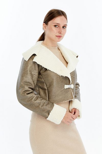 CHOS7N Women's Oversize Leather Coat Fur Jacket Niche Compact Design Casual Sports Look