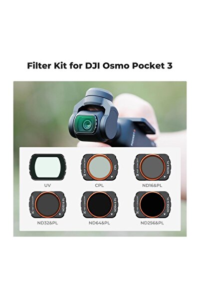 K&F CONCEPT UV + CPL + ND16&PL + ND32&PL + ND64&PL + ND256&PL ( DJI Osmo Pocket 3 combo Uyumlu )